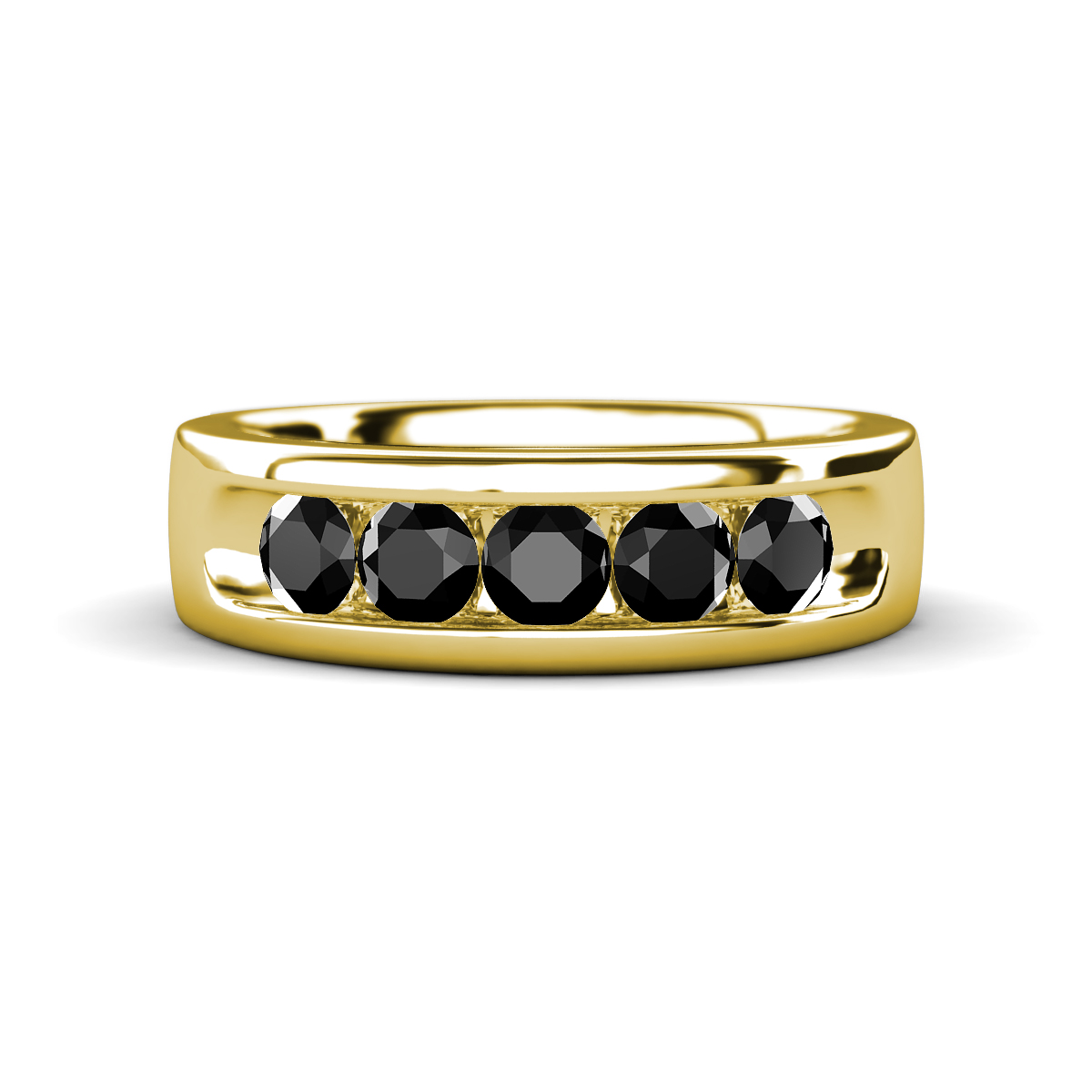 Irvin 0.80 ctw Black Diamond 5 stone Comfort Fit Men Wedding Band (6 mm) 